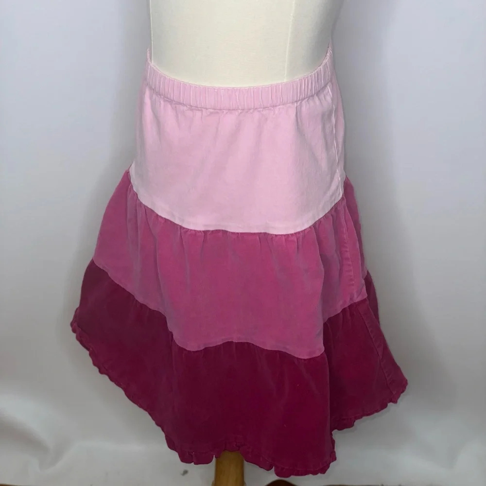 Talbots kids girls pink tiered stretch modest corduroy skirt Sz 7